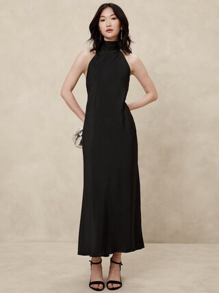 Silky Open-Back Maxi Dress | Banana Republic Factory