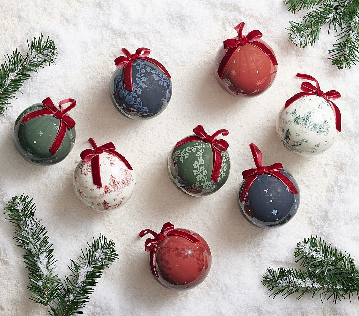 Chris Loves Julia Decoupage Balls Ornaments, Set of 8 | Pottery Barn Kids