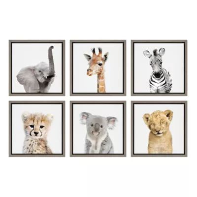 Kate And Laurel® Sylvie Safari Animals 13-Inch Frame Canvas Wall Art (Set of 6) | Bed Bath & Beyond