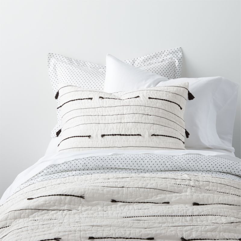 Modern Black Embroidered Texture Stripe Voile Twin Kids Quilt + Reviews | Crate & Kids | Crate & Barrel