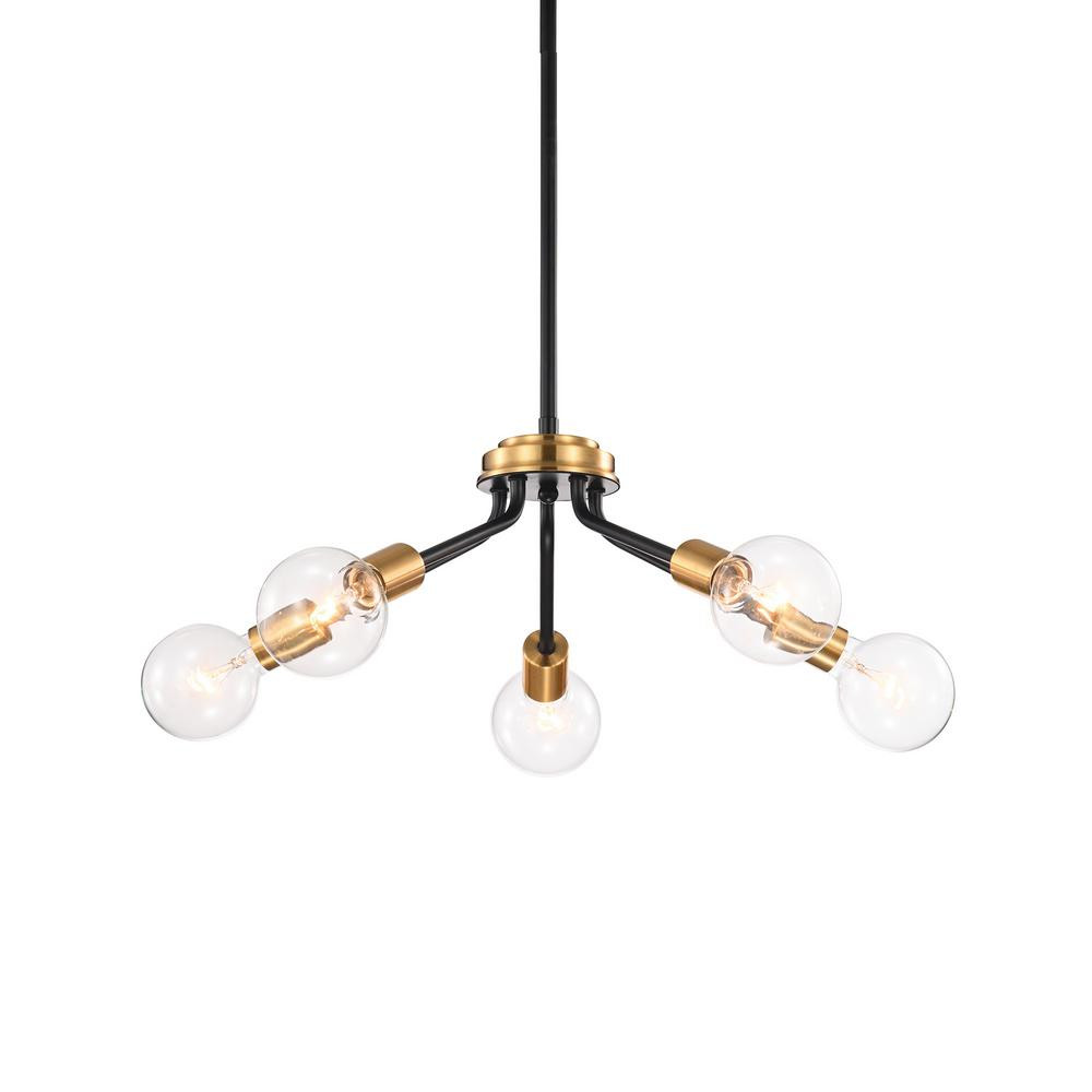 Edvivi 5-Light Black and Antique Gold Modern Contemporary Sputnik Chandelier | The Home Depot
