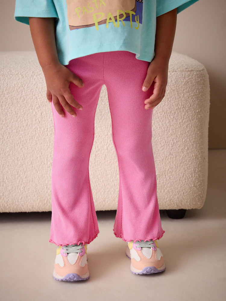 Bright Sugar Pink Rib Flare Leggings (3mths-7yrs) | Next US