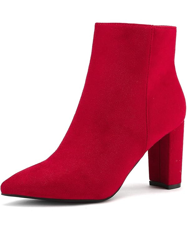 DREAM PAIRS Women's Chunky Heel Ankle Booties Pointed Toe Short Boots | Amazon (US)