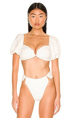 Tularosa Seashell Puff Sleeve Top in Off White from Revolve.com | Revolve Clothing (Global)