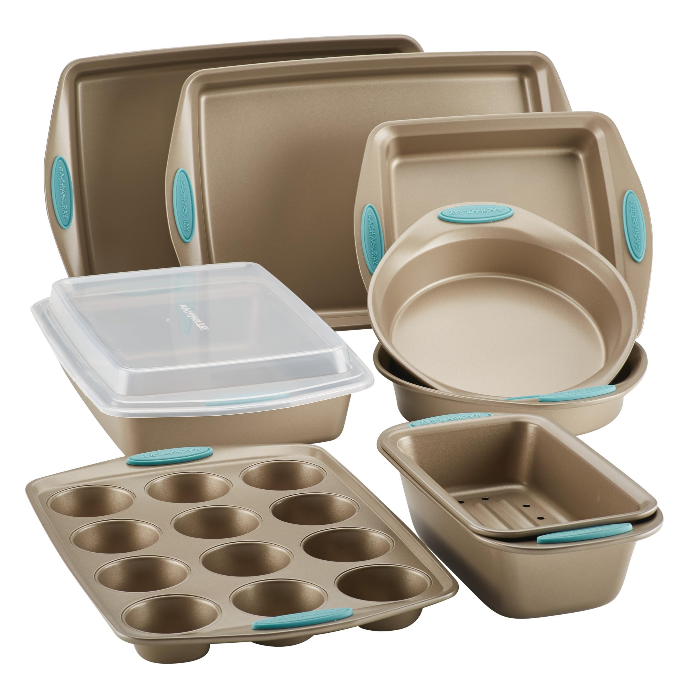 Rachael Ray 47578 Cucina Nonstick Bakeware Set with Grips Includes Nonstick Bread Pan, Baking She... | Amazon (US)