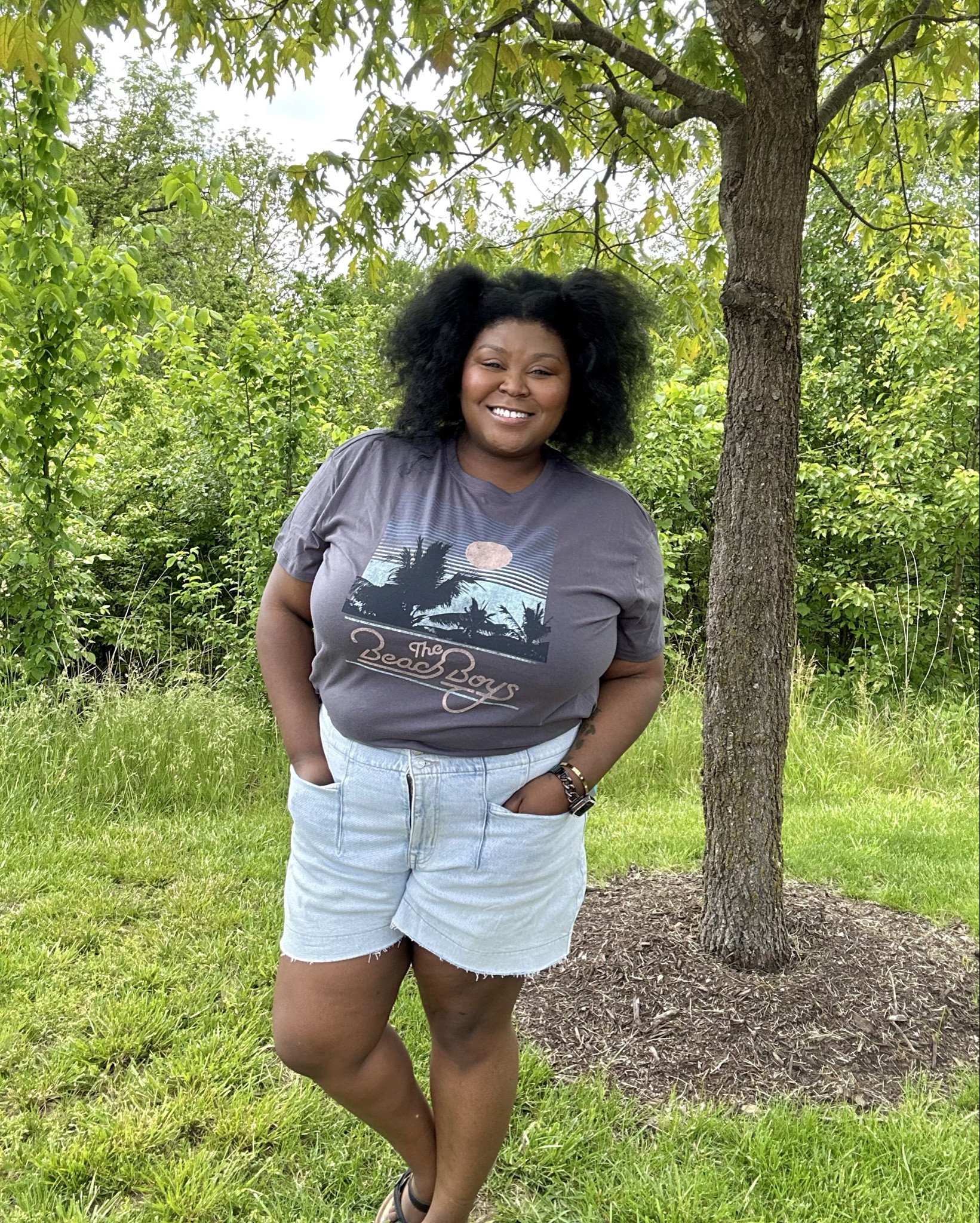 Summer outfit | casual outfit | graphics | denim shorts | a-line shorts | beach boys | road trip outfit | beach outfit 

#LTKPlusSize #LTKSaleAlert #LTKSeasonal