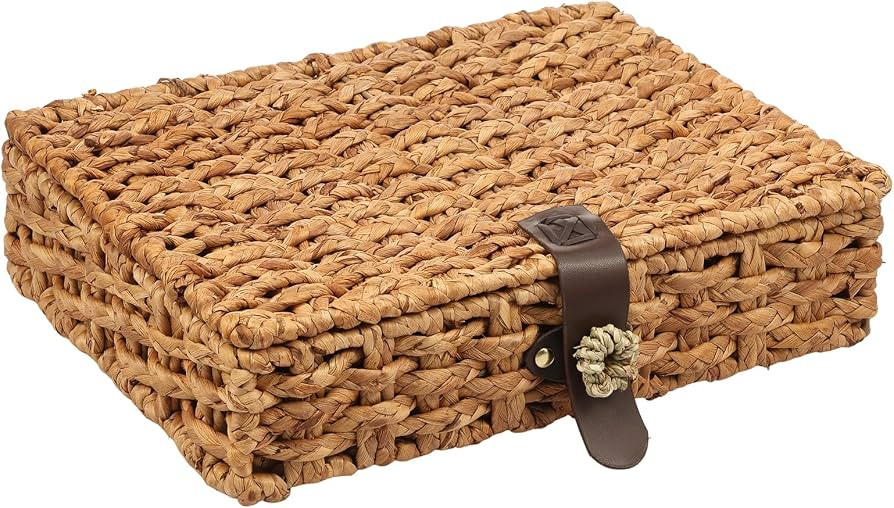 Large Water Hyacinth Baskets for Organizing, Wicker Storage Basket with Lid, Gourd Grass Multipurpose Decorative Box for Shelf Coffee Table Console Table Home Decor (L (14.6" \u00d7 11" \u00d7 3.78")) : Amazon.ca: Home | Amazon (CA)