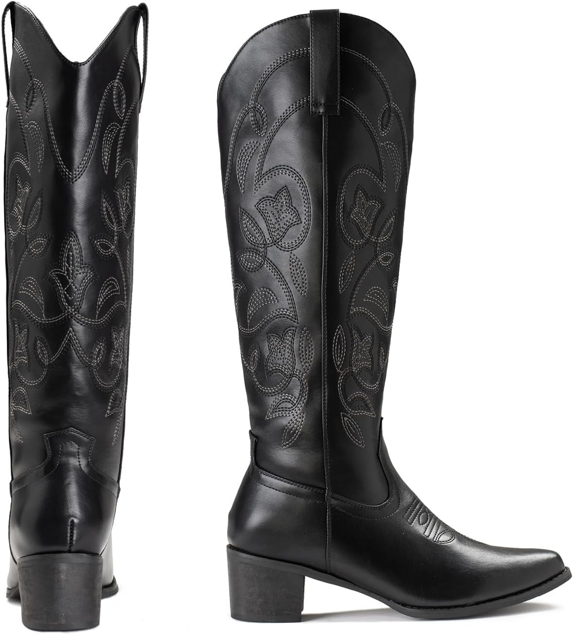 IUV Cowboy Boots For Women Pointy Toe Women's Western Boots Cowgirl Boots Mid Calf Boots | Amazon (US)