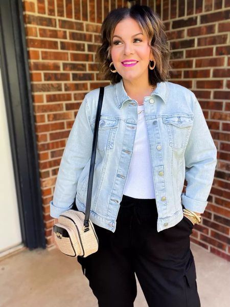Love this denim jacket that’s under $24! Lots of stretch and works for plus sizes, too. This whole look would be a great teacher outfit or casual Friday work outfit! Pants are XXXL, jacket is XXL. Plus size outfit, spring outfit, Walmart outfit, jean jacket, Time and Tru 
5/21

#LTKSeasonal #LTKPlusSize #LTKStyleTip