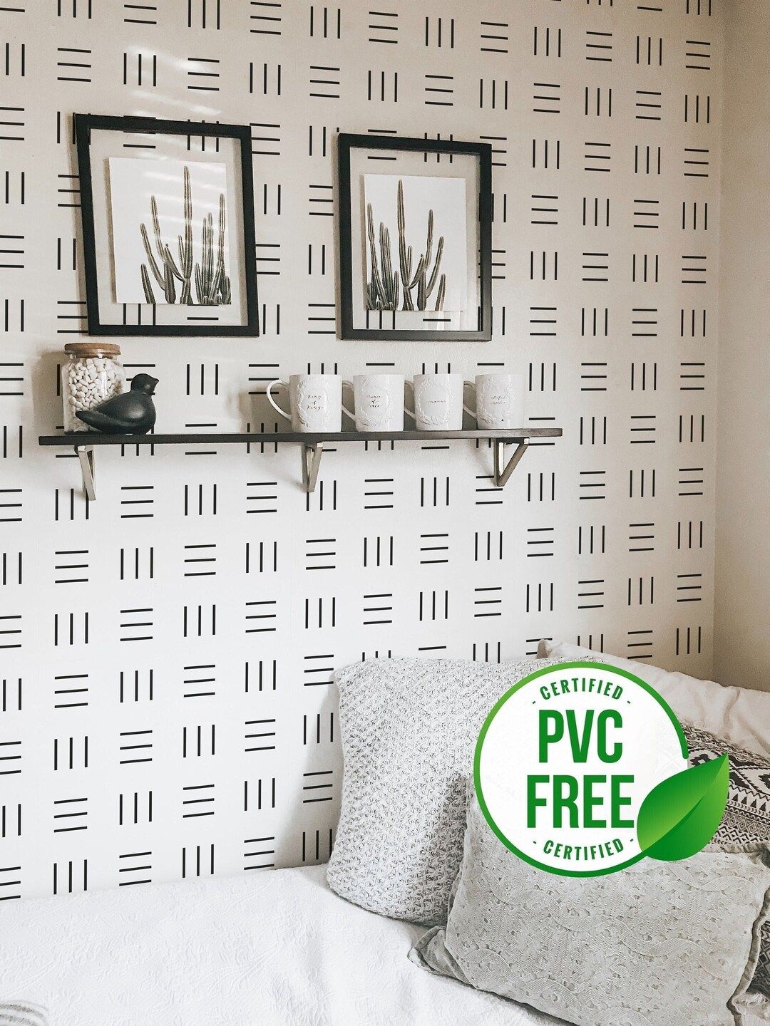 Geometric line pattern self-adhesive wallpaper | Black and white Removable Peel and Stick wallpap... | Etsy (US)