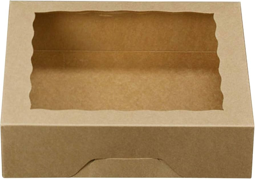 ONE MORE 10inch Natural Kraft Bakery Pie Boxes With PVC Windows,Large Cookie box 10x10x2.5inch 12... | Amazon (US)