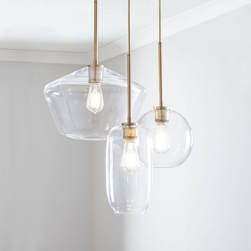 Sculptural Glass 3-Light Multi Chandelier - Clear | West Elm (US)