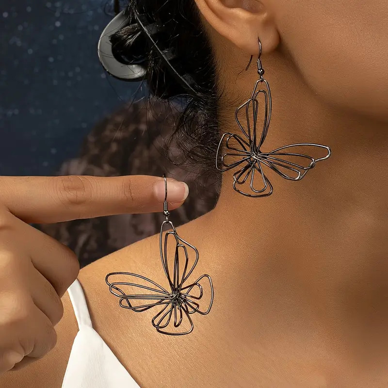 Exquisite Hollow Butterfly Design Metal Wires Wrapped Dangle - Temu | Temu Affiliate Program