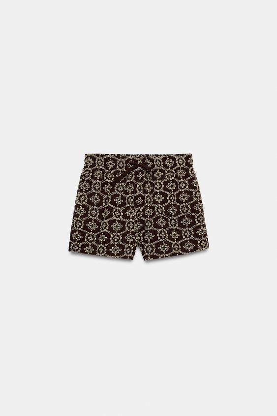 PERFORATED EMBROIDERED SHORTS | Zara Canada