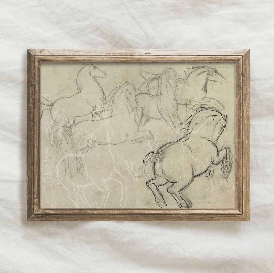 Vintage Horse Print / Rustic Farmhouse Sketch Art / Neutral Drawing Wall Art PRINTABLE Digital | ... | Etsy (US)