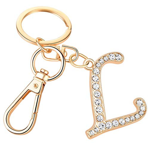 AlphaAcc Keychain for Women Purse Charms for Handbags Crystal Alphabet Initial Letter Pendant with Key Ring,Letter L | Amazon (US)