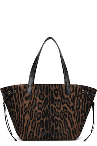 Brown & Black Jacquard & Calfskin Large Tote | SSENSE