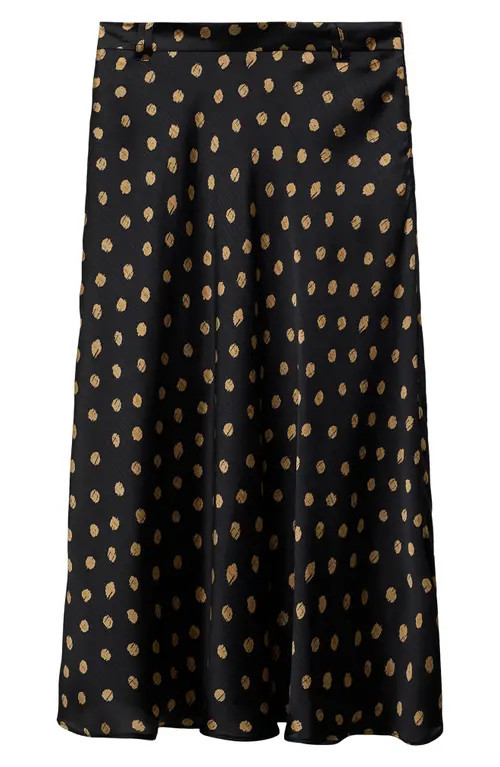 MANGO Polka Dot Midi Skirt in Black at Nordstrom, Size Small | Nordstrom