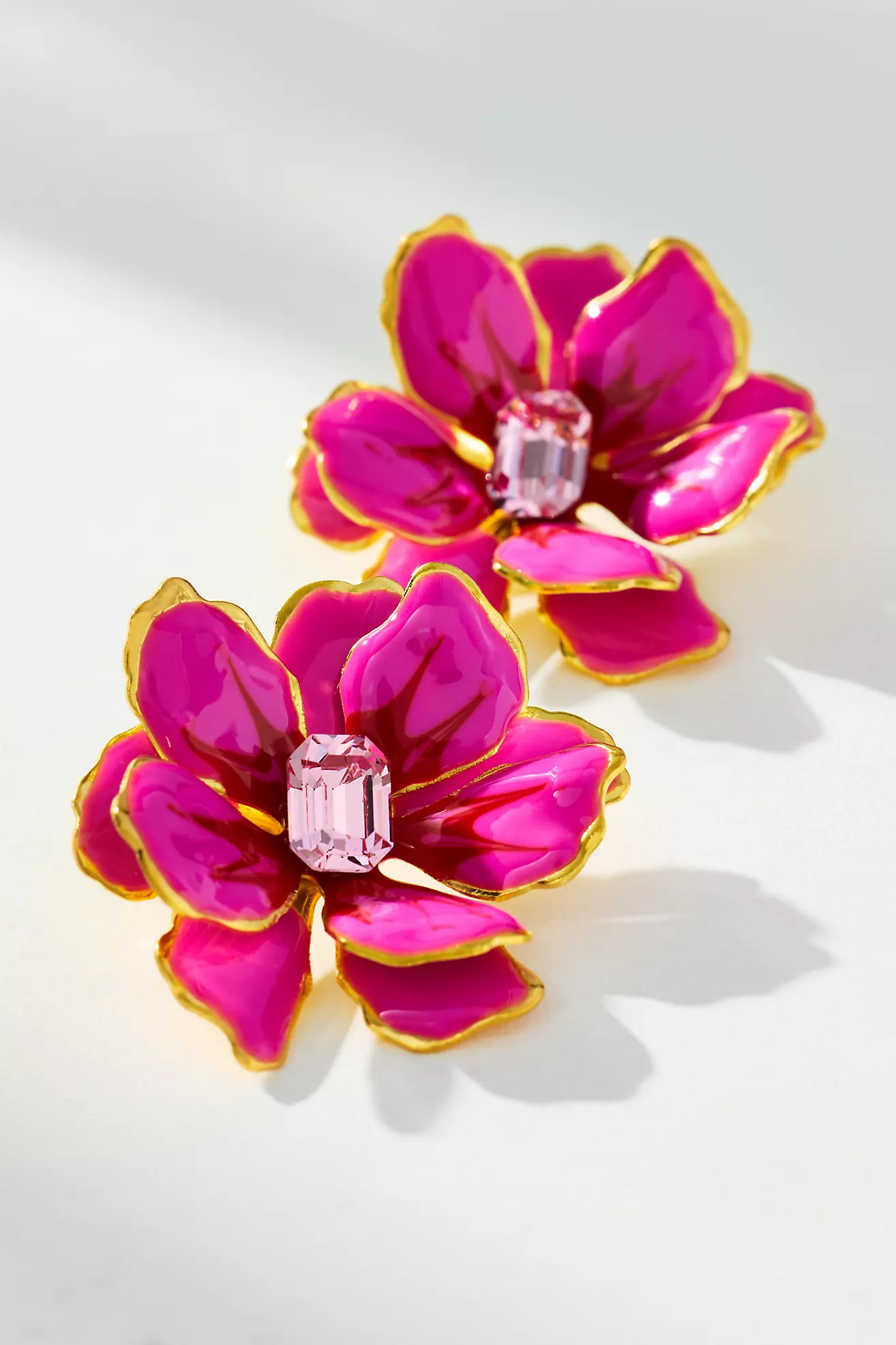 The Pink Reef Small Handpainted Jewel Box Flower Earrings | Anthropologie (US)
