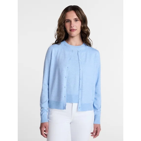 Time And Tru Women's Fine Gauge Cardigan Sweater, Lightweight, Sizes XS-XXXL | Walmart (US)