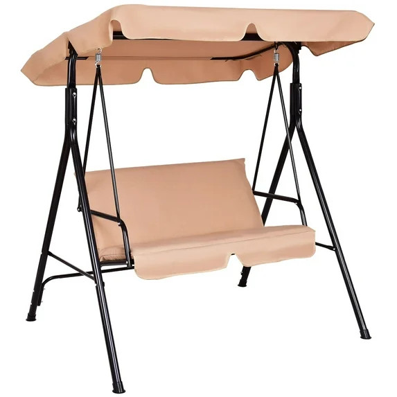Costway  Loveseat Patio Canopy Swing Glider Hammock Cushioned Blue | Walmart (US)