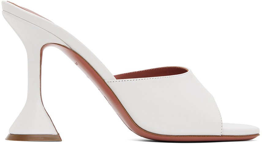 Amina Muaddi White Lupita Slipper Heeled Sandals | SSENSE
