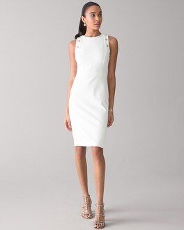 Luxe Stretch Sleeveless Button Detail Dress | White House Black Market