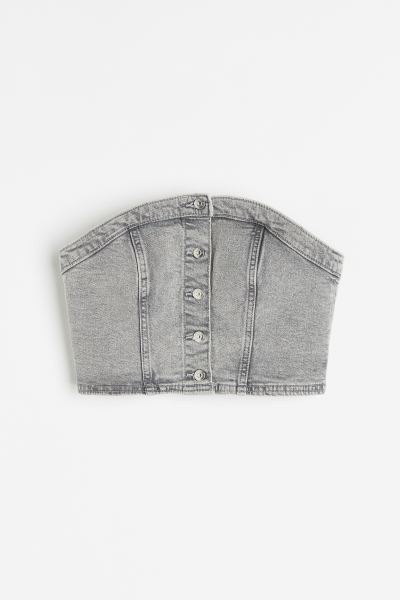 Denim Bustier-style Top - Light gray - Ladies | H&M US | H&M (US + CA)