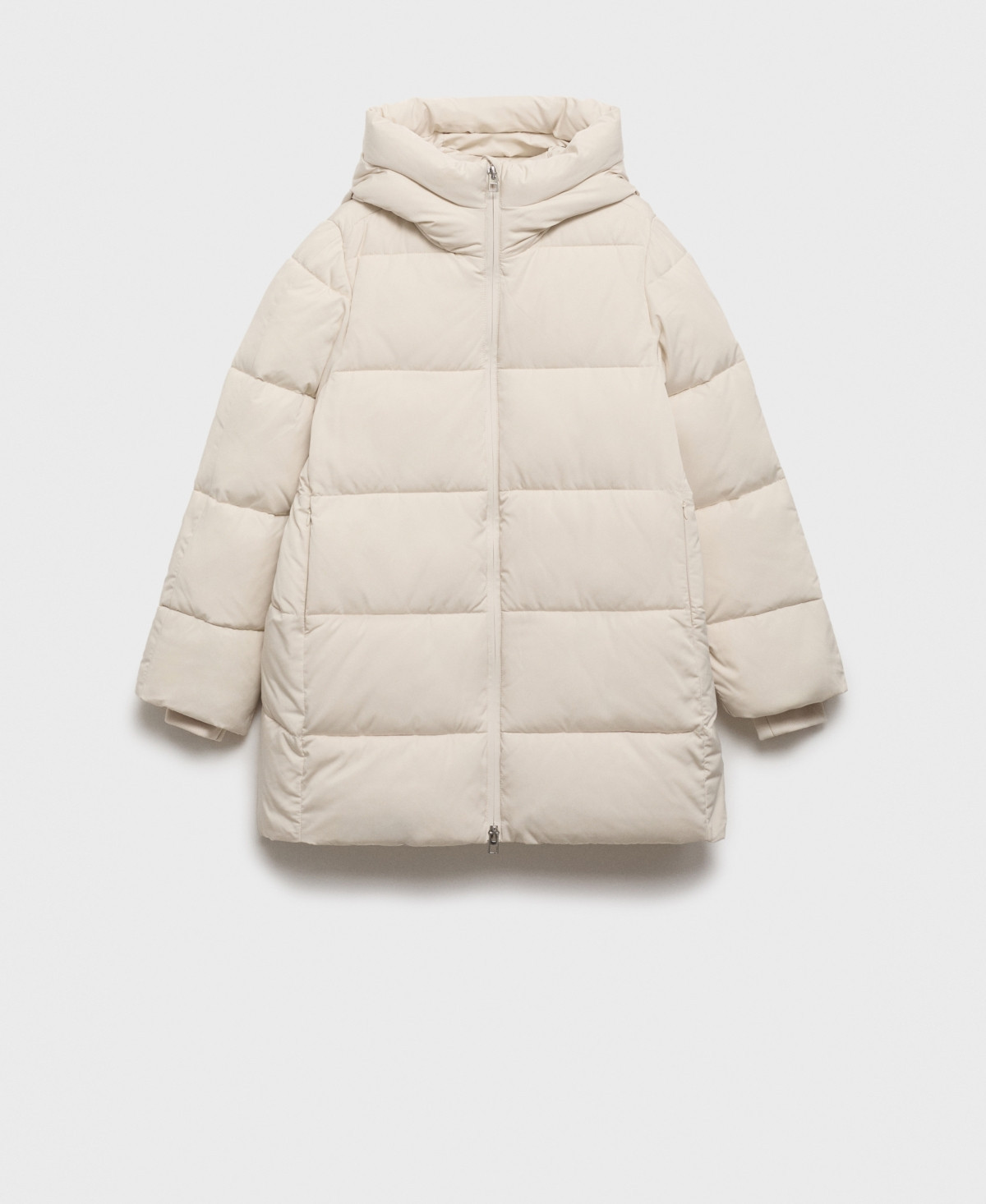 Mango Women's Hood Quilted Coat - Ecru | Macy's