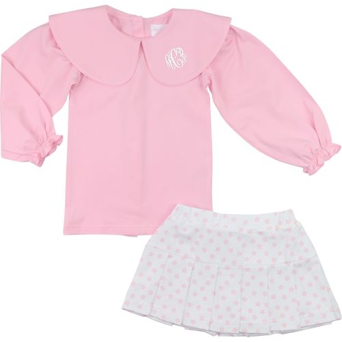 Pink Flower Print Knit Tennis Skirt Set | Cecil and Lou