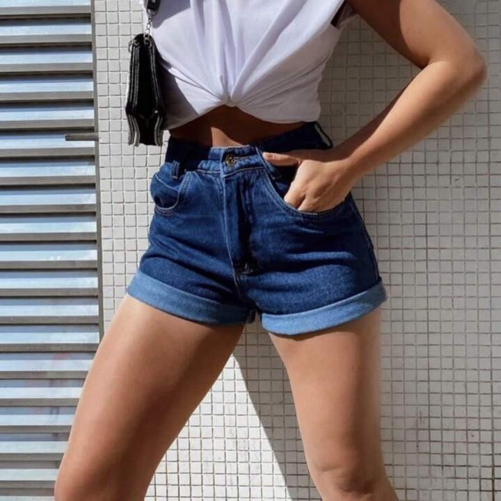 Short Denim Mom Feminino Citura Alto Confortável Qualidade Premium Elegante Casual Festa Junina | SHEIN