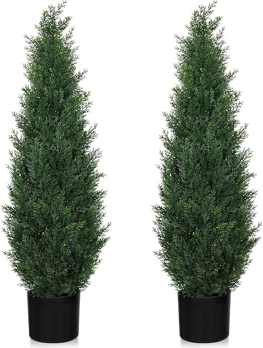3FT Artificial Cedar Topiary Trees for Outdoors, UV Resistant Fake Cypress Shrubs, Potted Faux Ev... | Amazon (US)