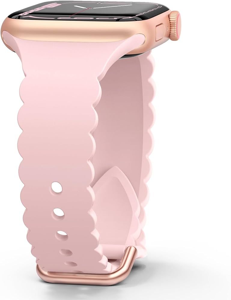 Sunnywoo Lace Silicone Band Compatible with Apple Watch Bands 38mm 40mm 41mm 44mm 42mm 45mm 49mm, Women Soft Sport Strap Wristband Replacement for iWatch Series Ultra 8 SE 7 6 5 4 3 2 1 9,Light Pink | Amazon (US)
