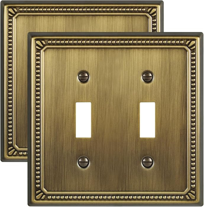 Metal Wall Plates, Switch Plates and Outlet Covers, Decorative Pearl Design (2 Toggle 2PK, Antiqu... | Amazon (US)