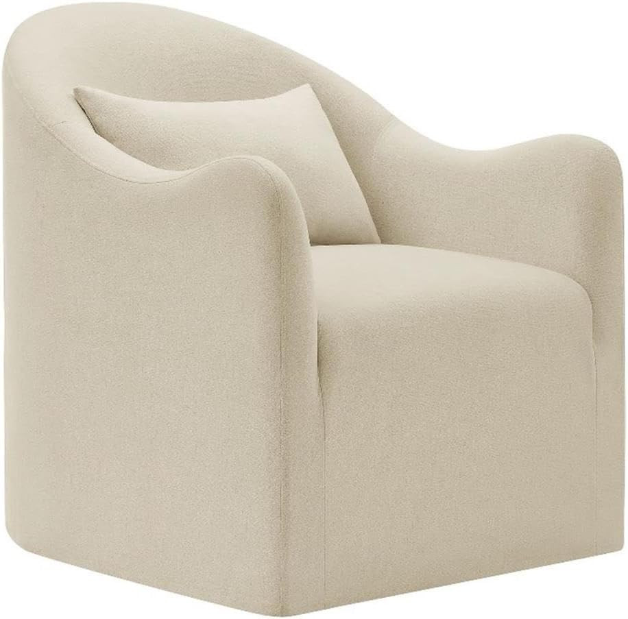 Modway Bardot Accent Chair in Linen – Curved Back Upholstered Living Room Chair with Pillow – Linen Blend Lounge Chair for Bedroom or Reception Area | Amazon (US)