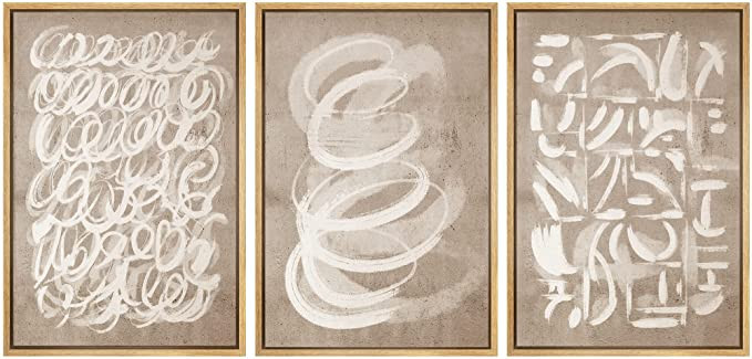 SIGNWIN Framed Canvas Print Wall Art Set Geometric Brown White Paint Collage Shapes Abstract Illu... | Amazon (US)
