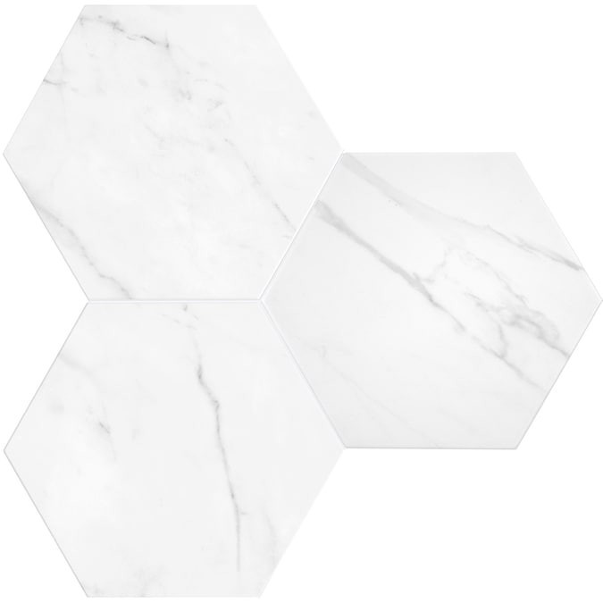 Satori Regent Carrara Nevoso Hexagon 8-in x 10-in Matte Porcelain Floor and Wall Tile Lowes.com | Lowe's