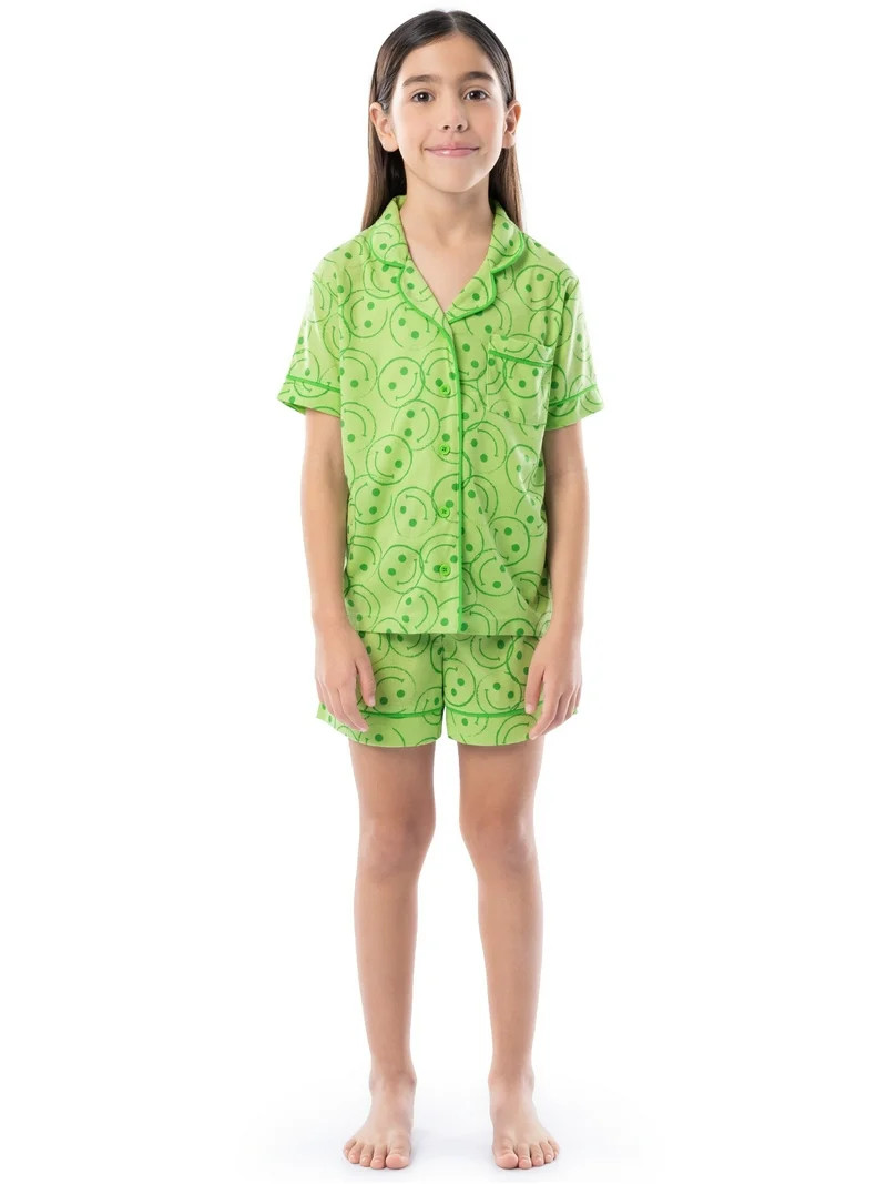 Fruit of the Loom Energize Girl's Lose Fit Short Sleeve Top & Short Pajama Sleep Set, Sizes 4/5-1... | Walmart (US)