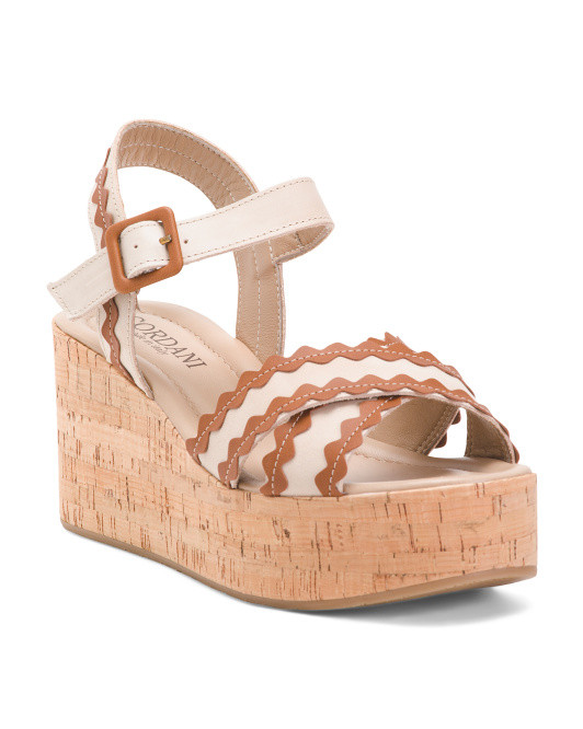 Made In Italy Leather Jay Wedge Sandals | TJ Maxx