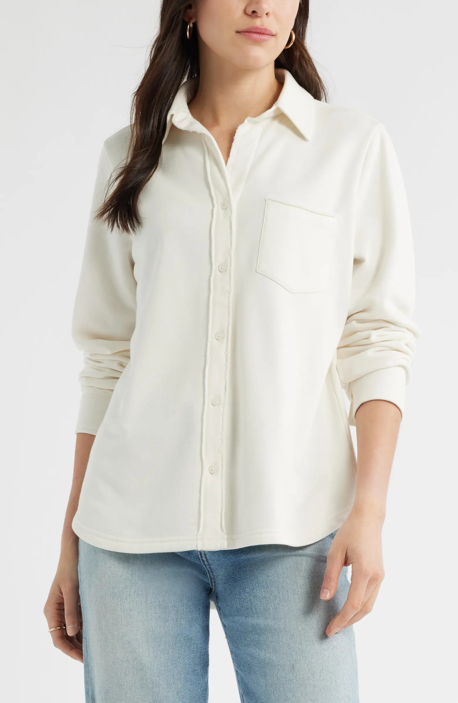 French Terry Button-Up Shirt | Nordstrom