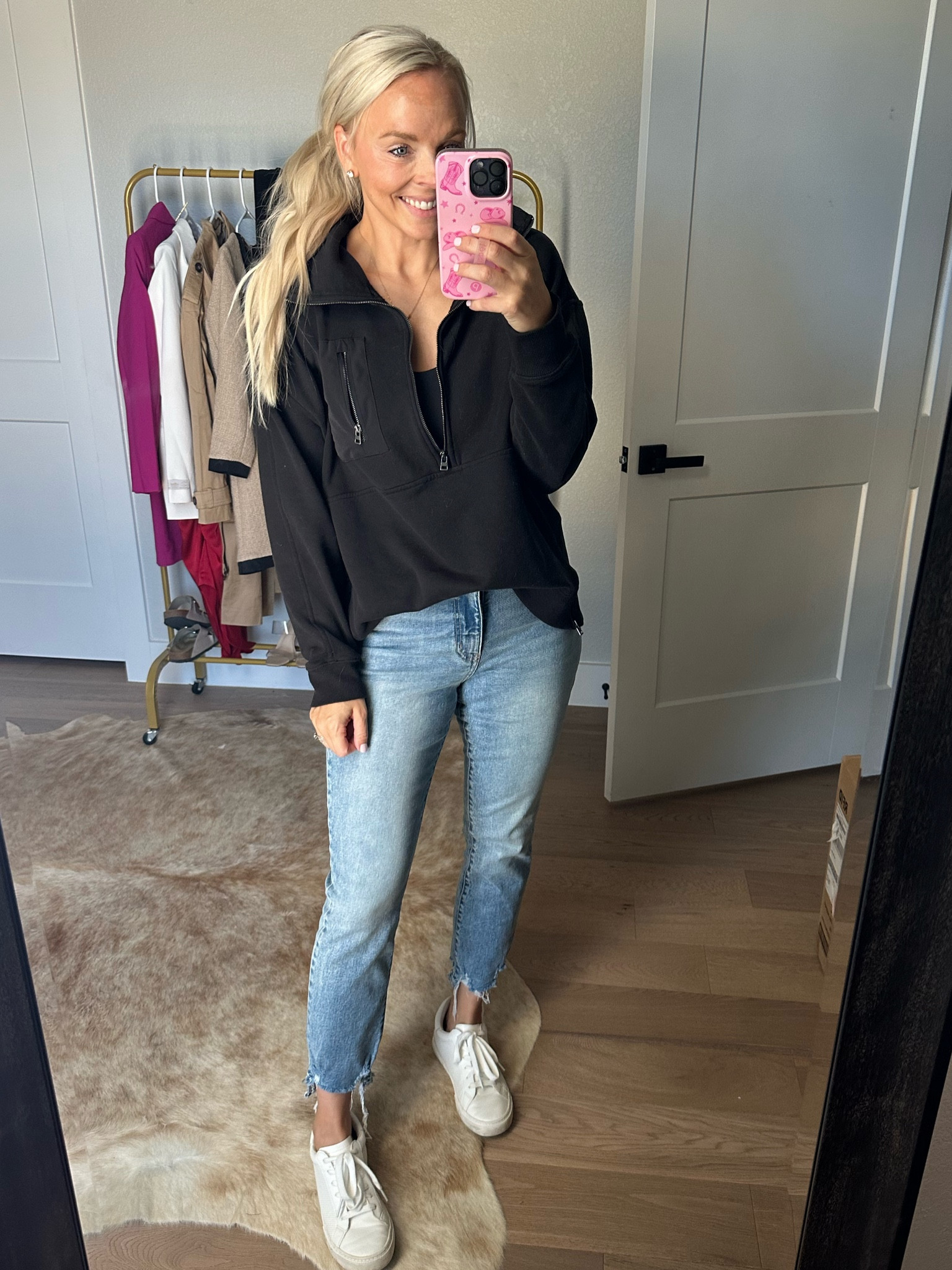 The most perfect outfit for fall - everything is Walmart! My pullover is $24 and my jeans are just $22!!!! I love them way more than any designer pair of jeans that I have. I’m wearing my TTS in the jeans and I sized up in the pullover 

#LTKStyleTip #LTKFindsUnder50 #LTKFindsUnder100