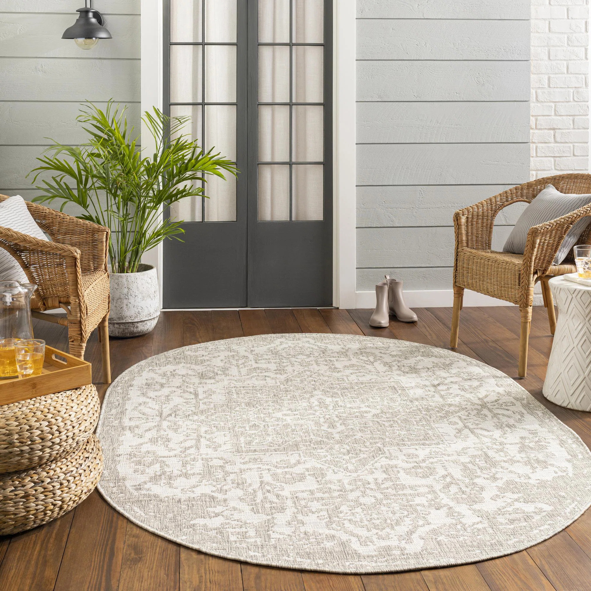 Elliana Oriental Gray Indoor/Outdoor Area Rug | Wayfair North America