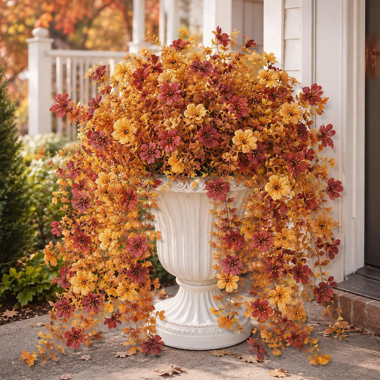 2Pcs Artificial Fall Flowers Realistic Plants for Hanging Outdoor Decor | Amazon (US)