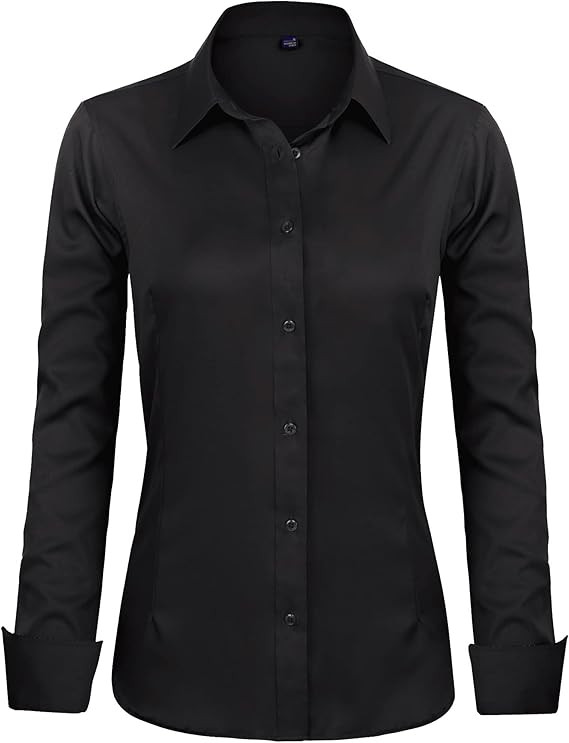 J.VER Womens Dress Shirts Long Sleeve Button Down Shirts Wrinkle-Free Solid Work Blouse | Amazon (US)