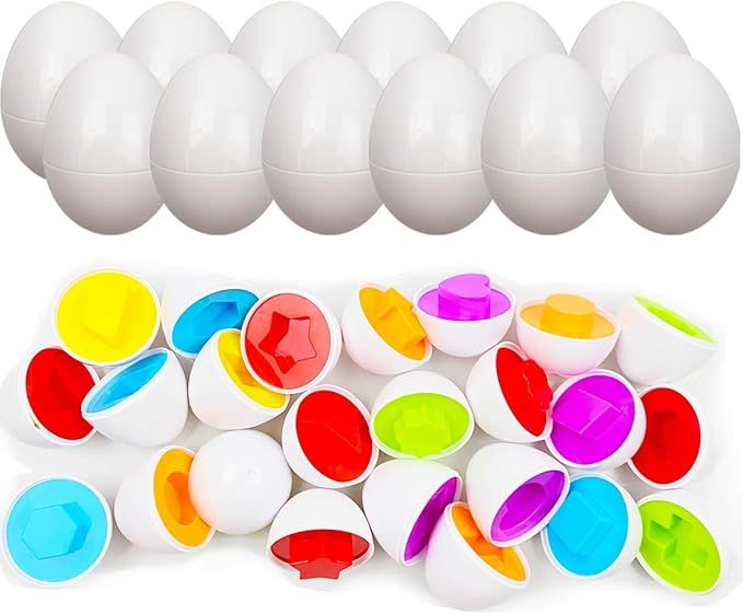 Jofan 12 Pack Color Shape Matching Eggs Easter Eggs STEM Toys for Kids Boys Girls Toddlers Easter... | Amazon (US)