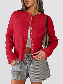ANRABESS Cardigan Sweaters for Women Lightweight Button Down Long Sleeve Soft Y2k Trendy Casual 2... | Amazon (US)