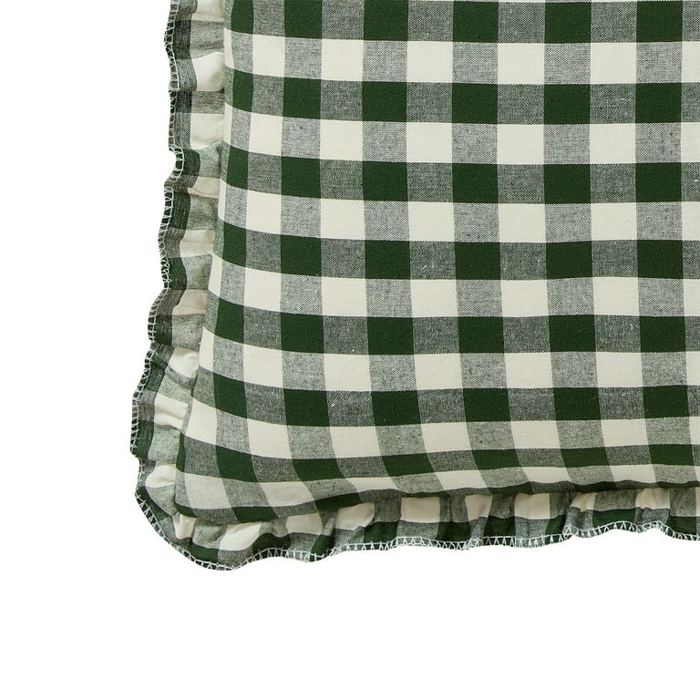 My Texas House 18" x 18" Green Gingham Ruffle Decorative Pillow Cover | Walmart (US)