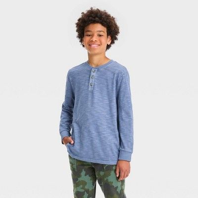 Boys' Long Sleeve Washed Henley T-Shirt - art class™ | Target