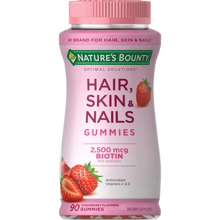 Nature's Bounty Hair Skin and Nail Vitamins With Biotin, Women's Multivitamin, Strawberry Gummies... | Walmart (US)