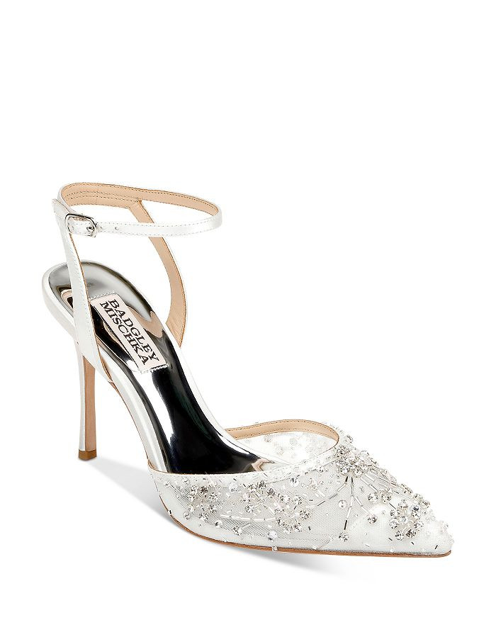 Women's Roe Pointed Toe Crystal & Bead Embellished Satin High Heel Pumps | Bloomingdale's (US)
